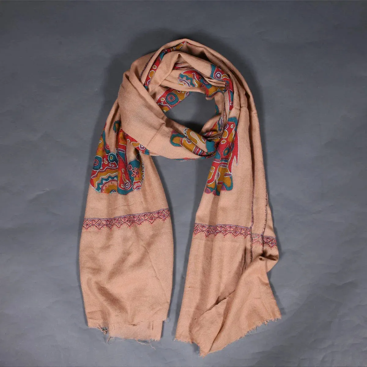Elephant Design Sozni Embroidered Stole