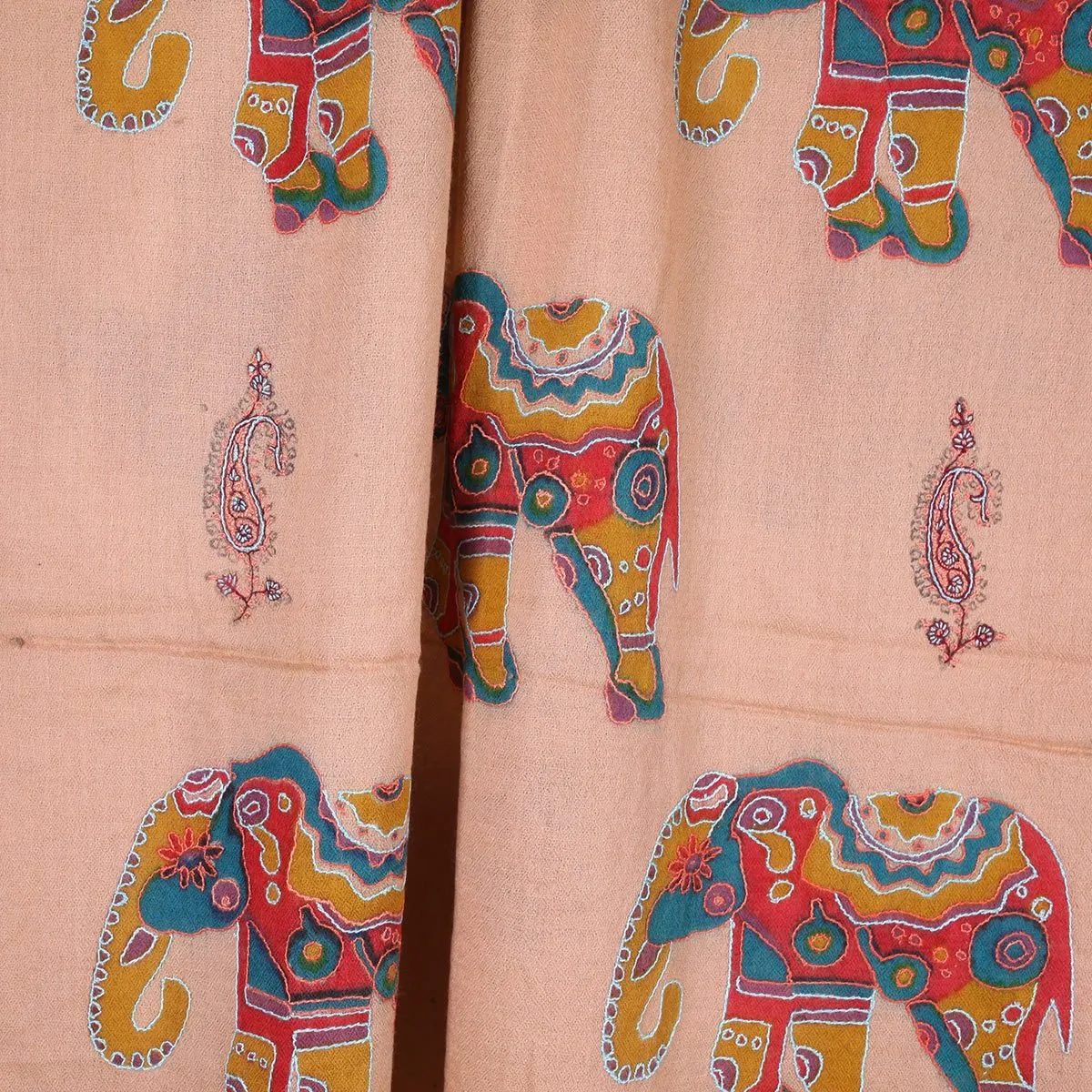 Elephant Design Sozni Embroidered Stole