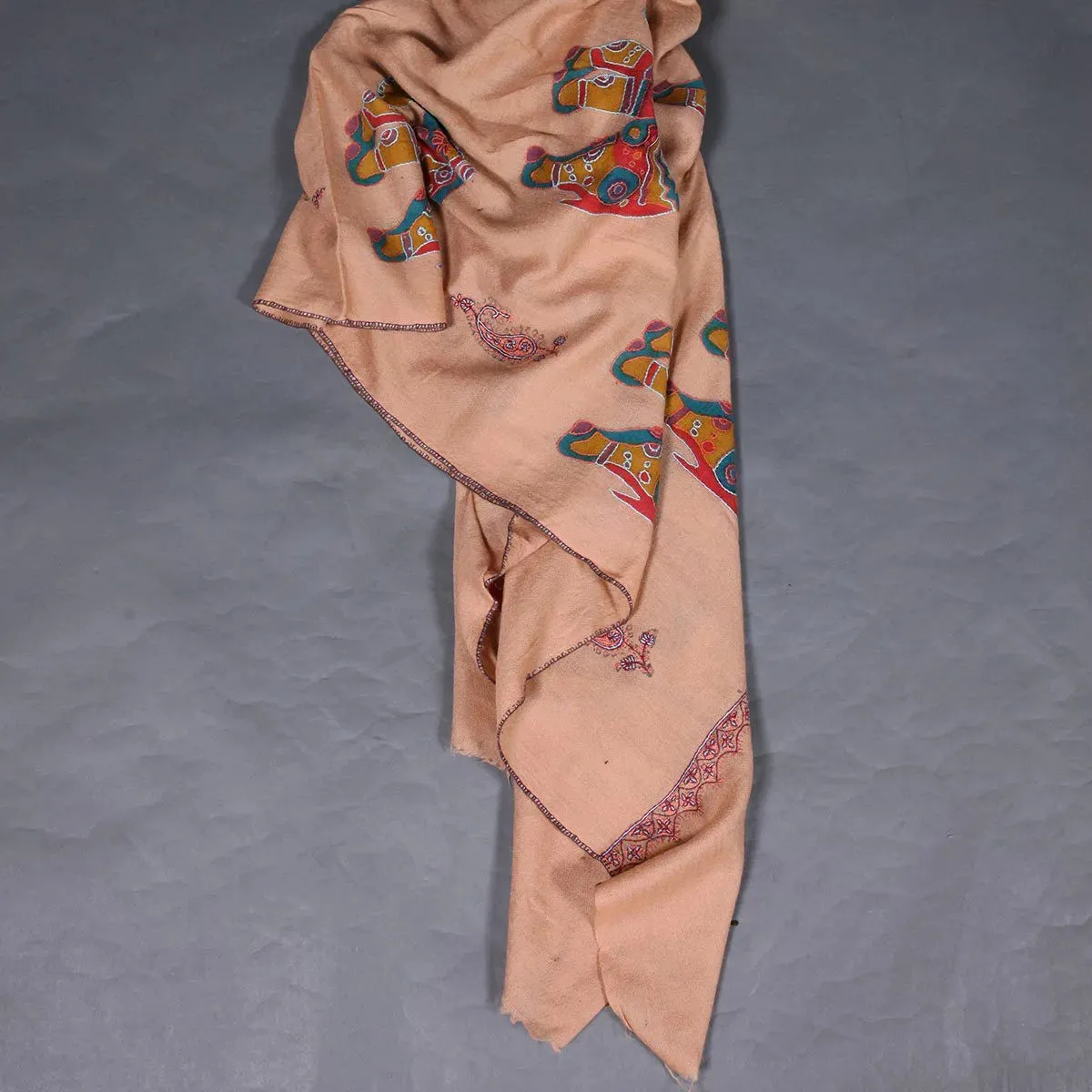 Elephant Design Sozni Embroidered Stole