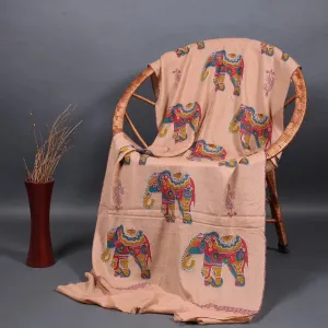 Elephant Design Sozni Embroidered Stole