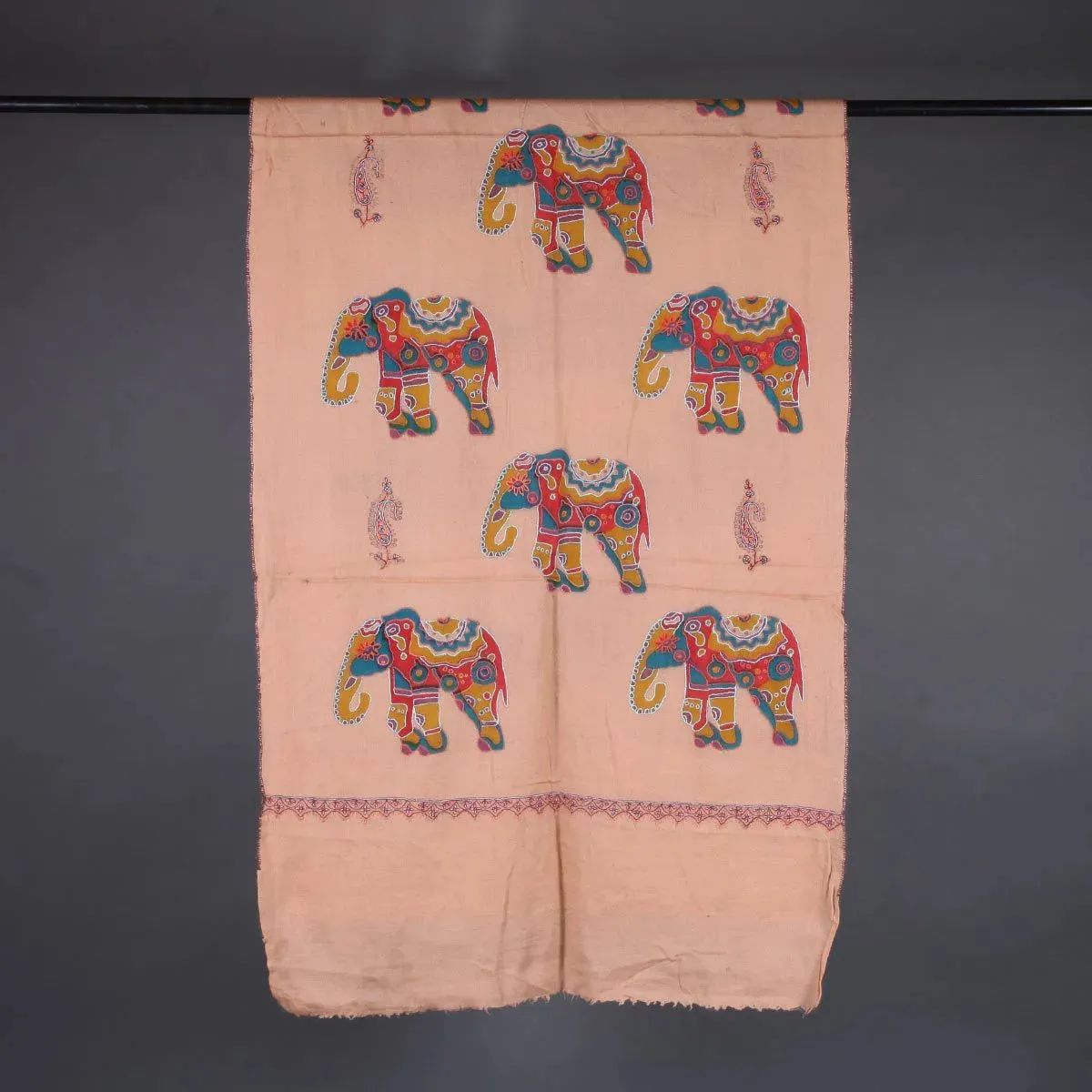 Elephant Design Sozni Embroidered Stole