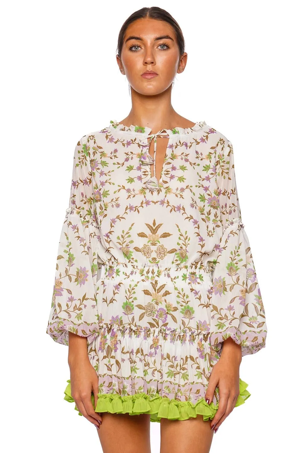 Elisabetta Secret Garden Long Sleeve Mini Dress