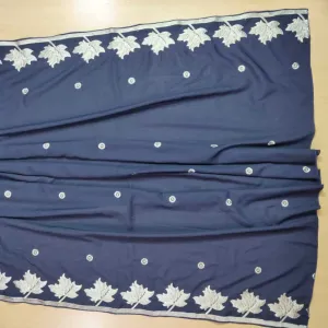 Embroided Swiss Lawn Chaddar Summer Shawl - Navy - SH106