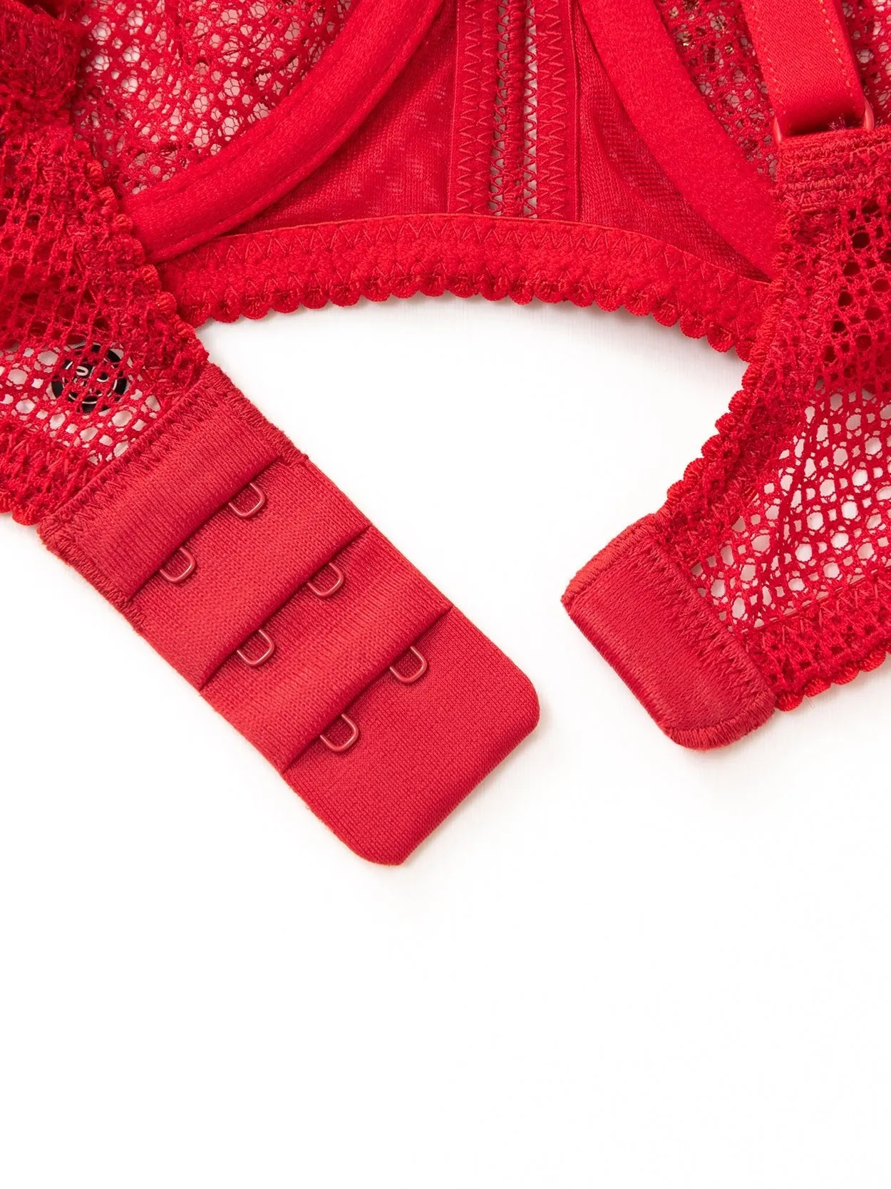 Embroidered Bra Sheer Underwire Bralette Red