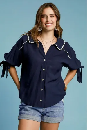 Embroidered Detail Button Down Shirt