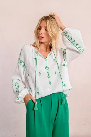 EMBROIDERED POPLIN BLOUSE