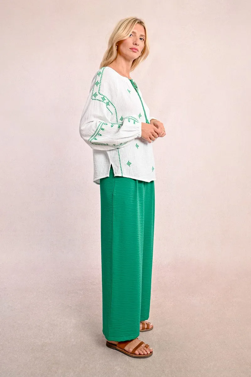 EMBROIDERED POPLIN BLOUSE