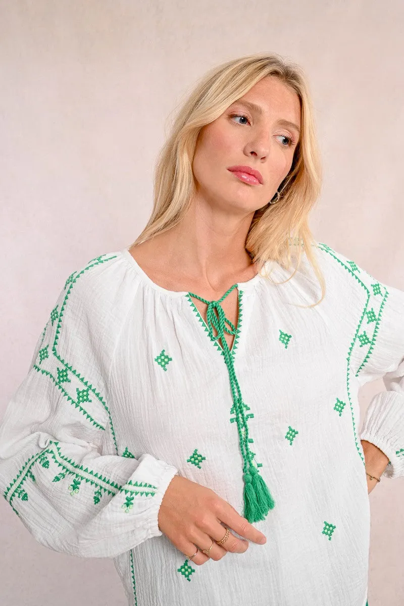 EMBROIDERED POPLIN BLOUSE