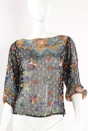 Embroidered Sequin Dragonfly Top