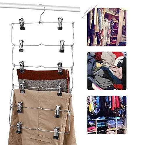 Emstris Skirt Hangers Pants Hangers Closet Organizer Stainless Steel Fold up Space Saving Hangers