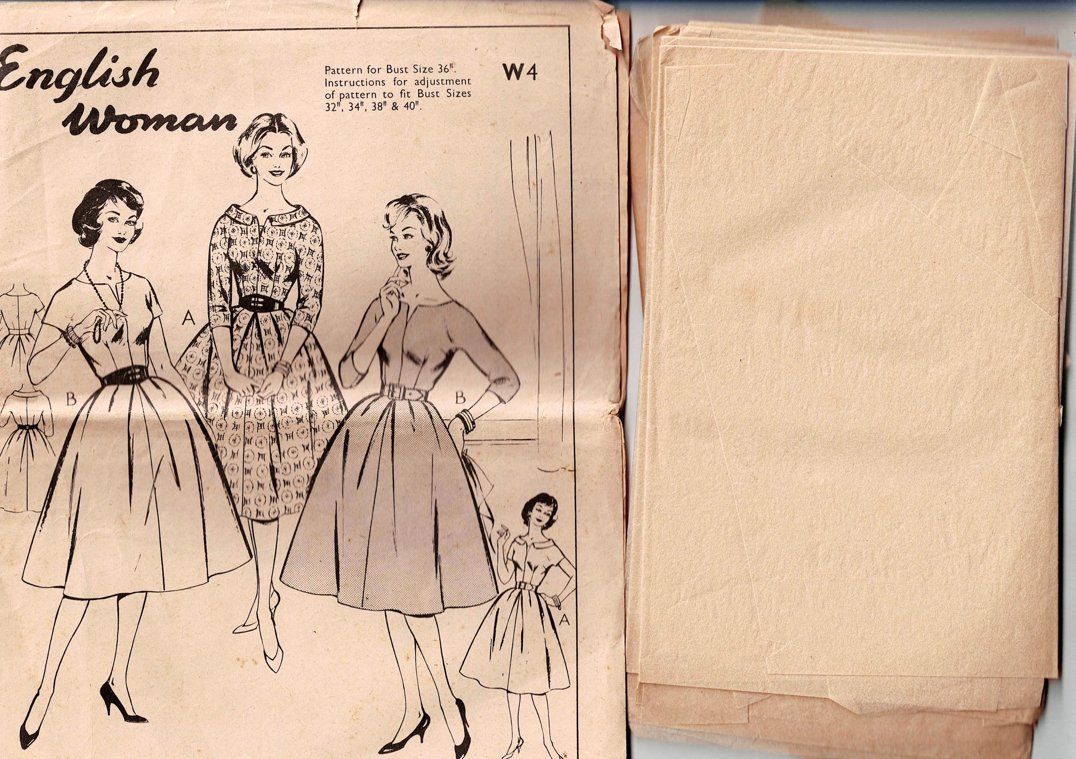 English Woman's Weekly Womens Classic MOD 2 Piece Dress 1960s Vintage Sewing Pattern Bust 36 inches UNUSED Factory Folded