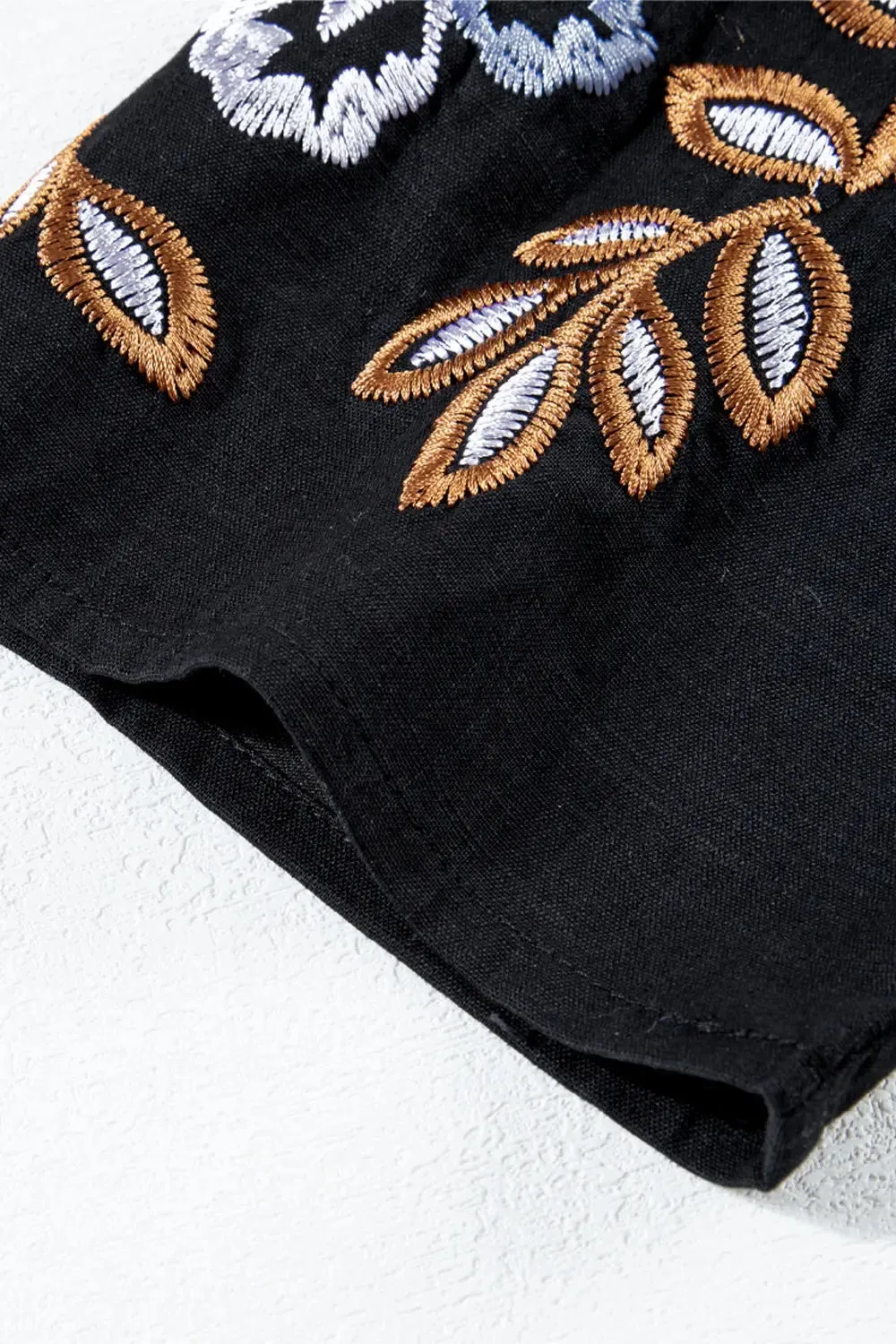 'Evania' Flower Embroidered Poncho Blouse