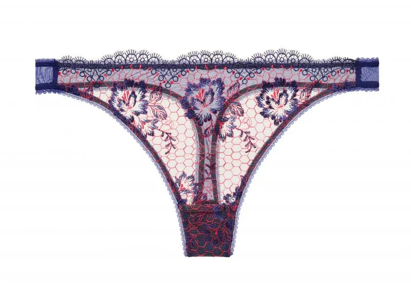 Evelina G-String - Cobalt/Coral -