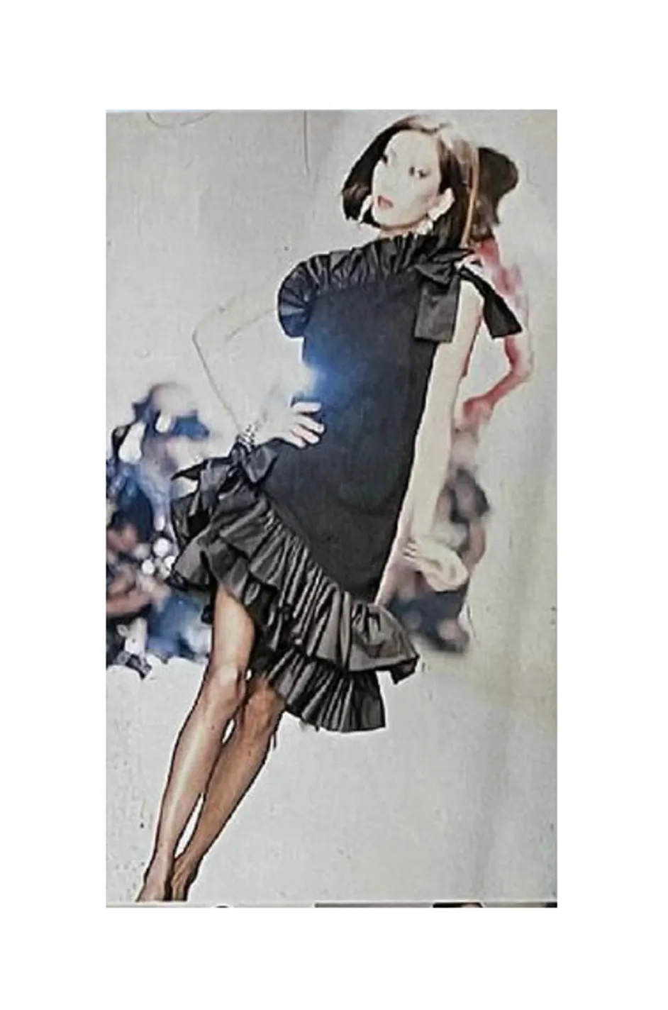 Fall 1982 Yves Saint Laurent Black Ruffled One Shoulder Dress