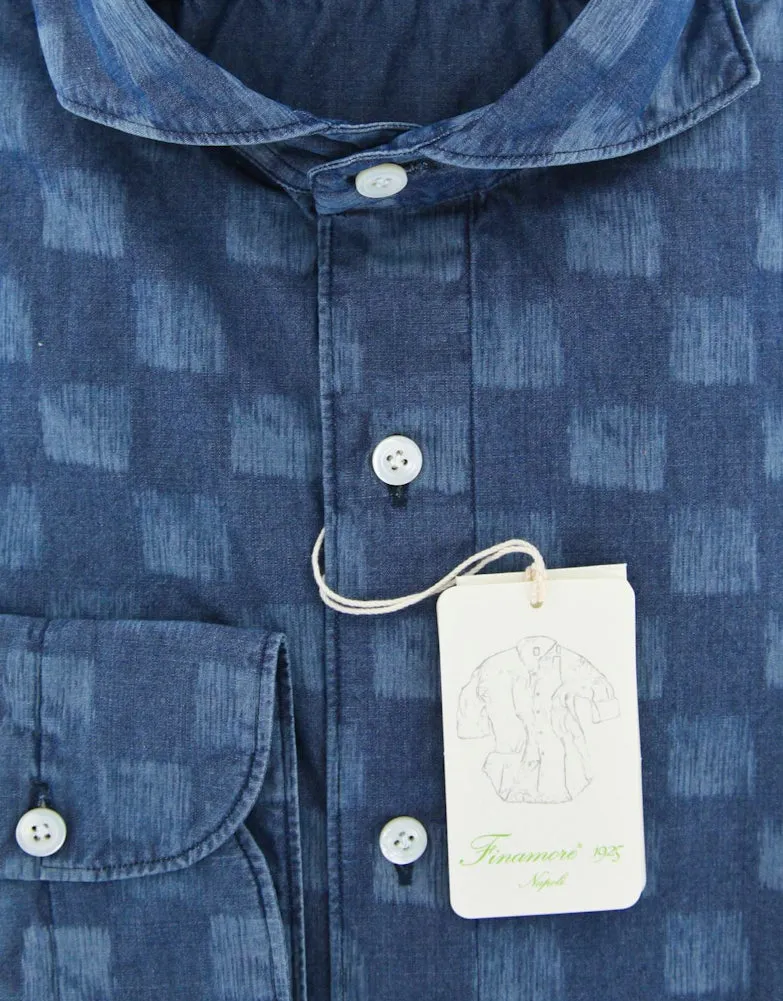 Finamore Napoli Denim Blue Shirt - Extra Slim - 15 US / 38 EU