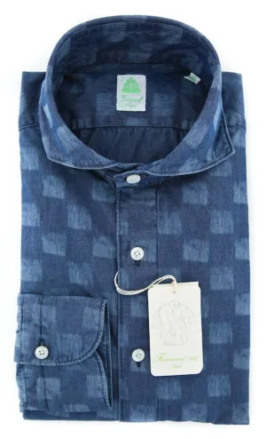 Finamore Napoli Denim Blue Shirt - Extra Slim - 15 US / 38 EU