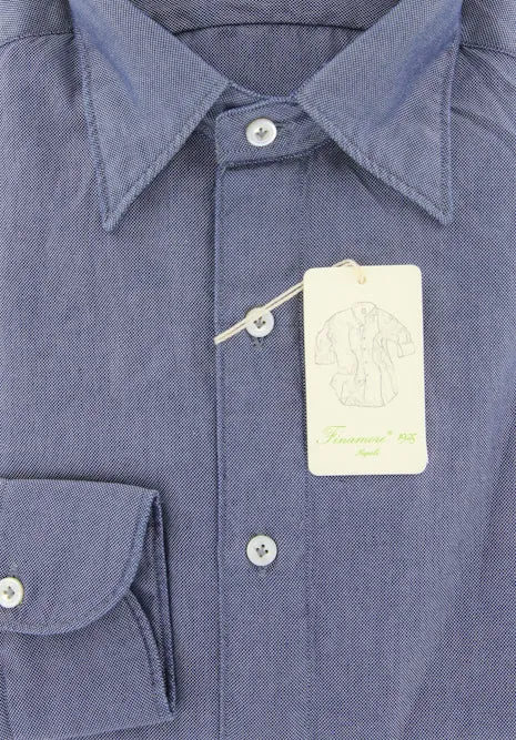 Finamore Napoli Navy Blue Shirt – Size: 16 US / 41 EU