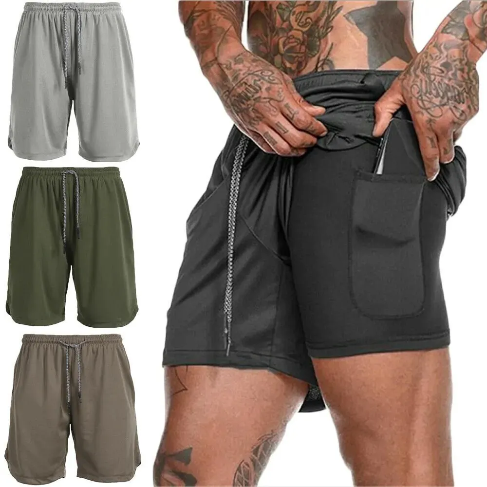 Fitness Running Shorts with Cell Phone Pocket