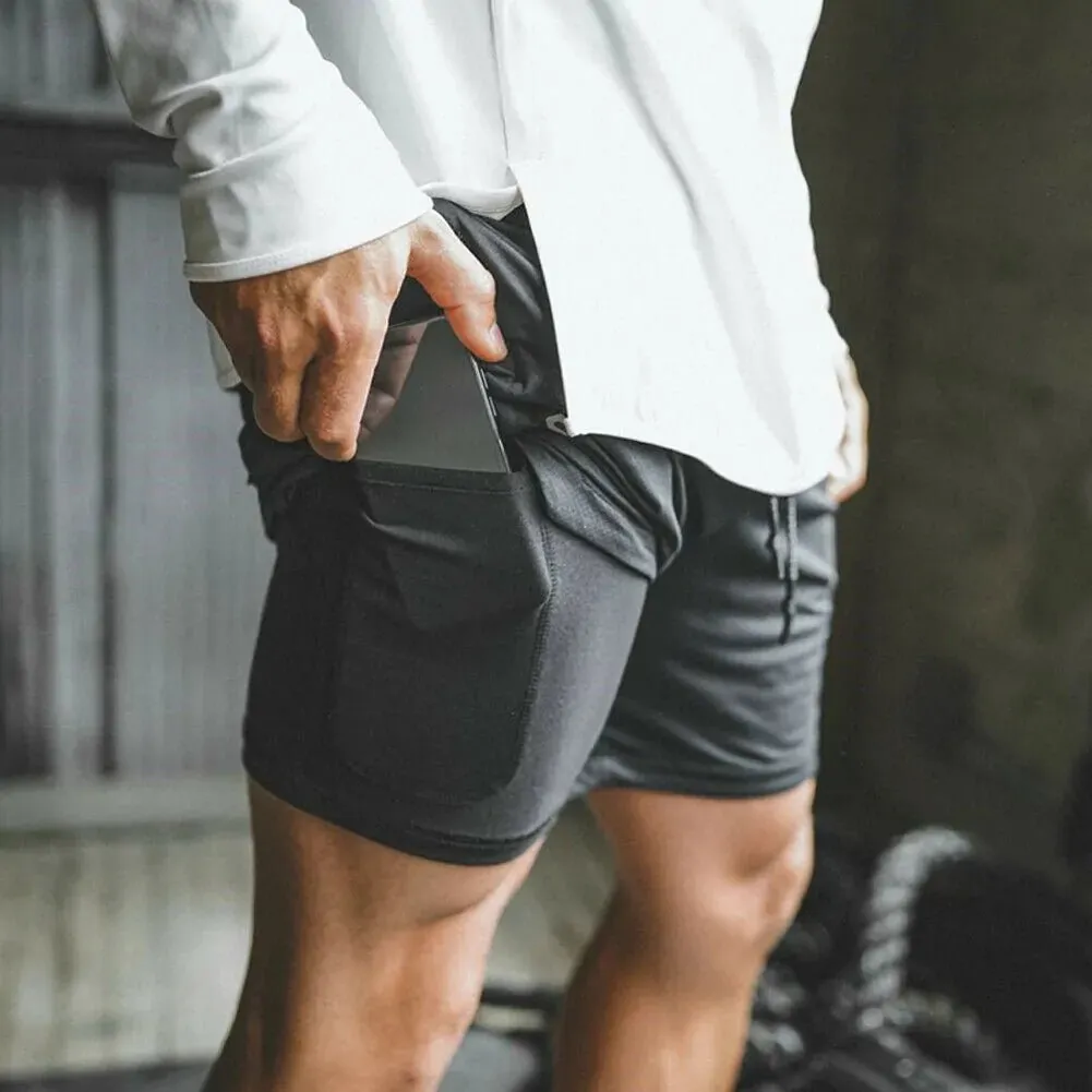 Fitness Running Shorts with Cell Phone Pocket