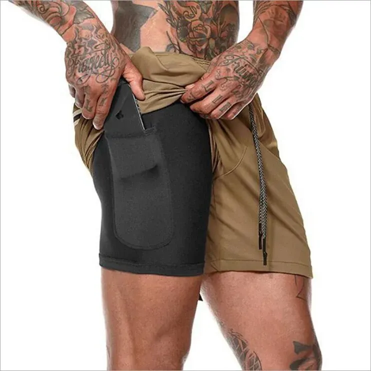 Fitness Running Shorts with Cell Phone Pocket