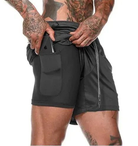 Fitness Running Shorts with Cell Phone Pocket
