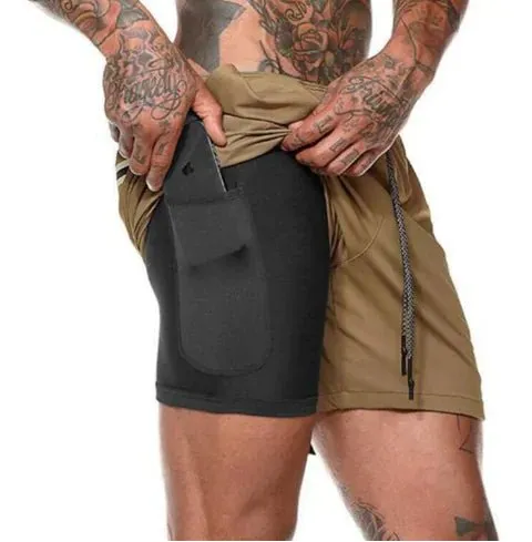 Fitness Running Shorts with Cell Phone Pocket