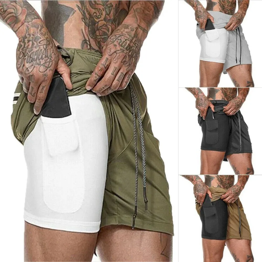 Fitness Running Shorts with Cell Phone Pocket