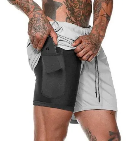 Fitness Running Shorts with Cell Phone Pocket