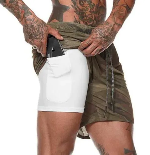 Fitness Running Shorts with Cell Phone Pocket