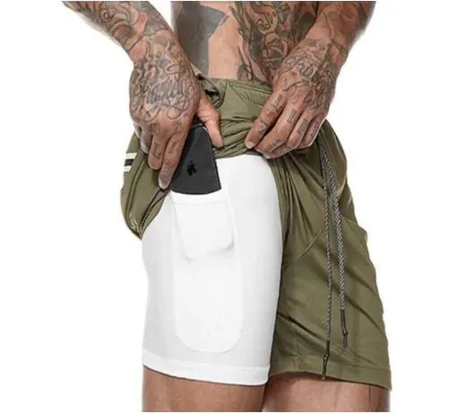 Fitness Running Shorts with Cell Phone Pocket