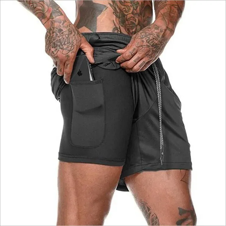 Fitness Running Shorts with Cell Phone Pocket