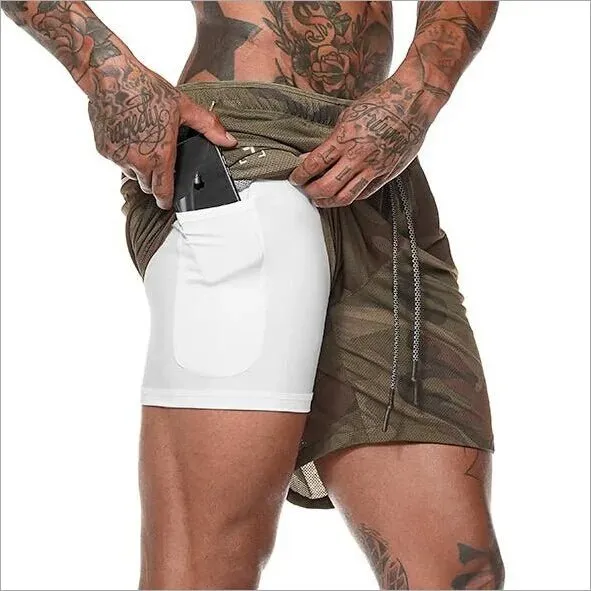 Fitness Running Shorts with Cell Phone Pocket
