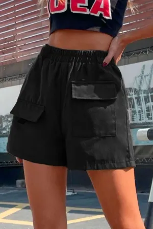 Flap Pocket Shorts Black
