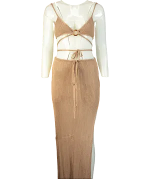 Flook The Label Beige Ziva Top & Ziva Skirt UK 6