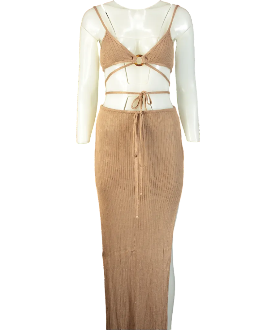 Flook The Label Beige Ziva Top & Ziva Skirt UK 6