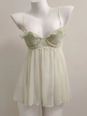 Floral Embroidered Mesh Babydoll