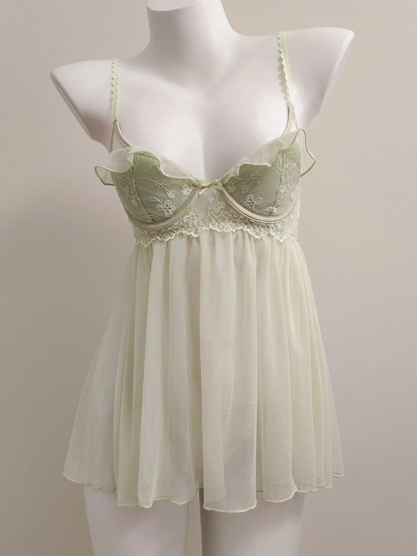 Floral Embroidered Mesh Babydoll