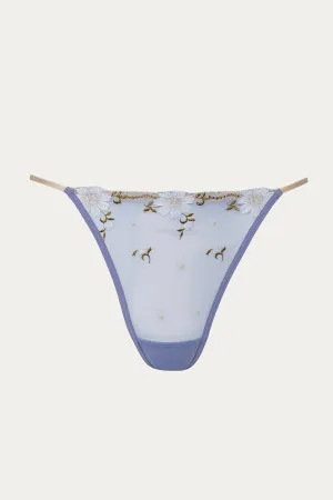 FLORAL-EMBROIDERED MESH TULLE THONG
