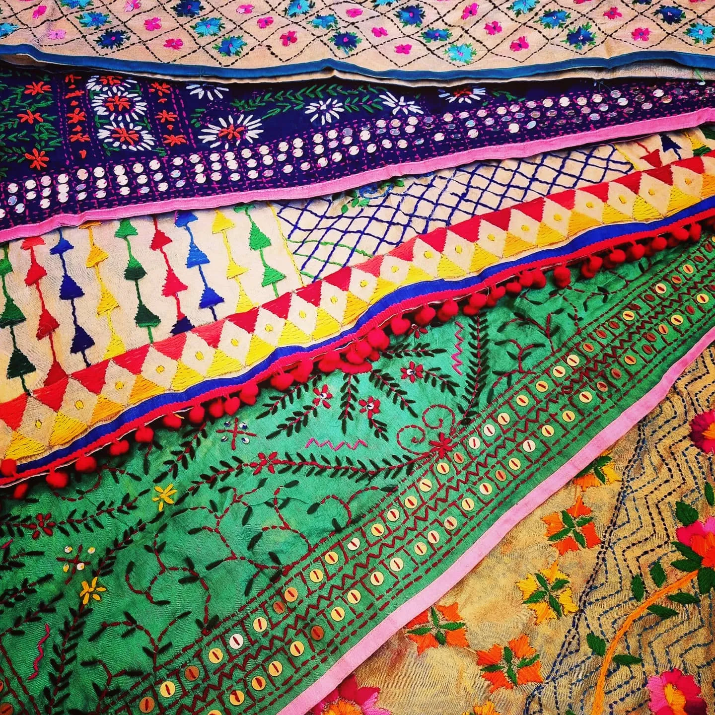 Floral hand embroidered shawl