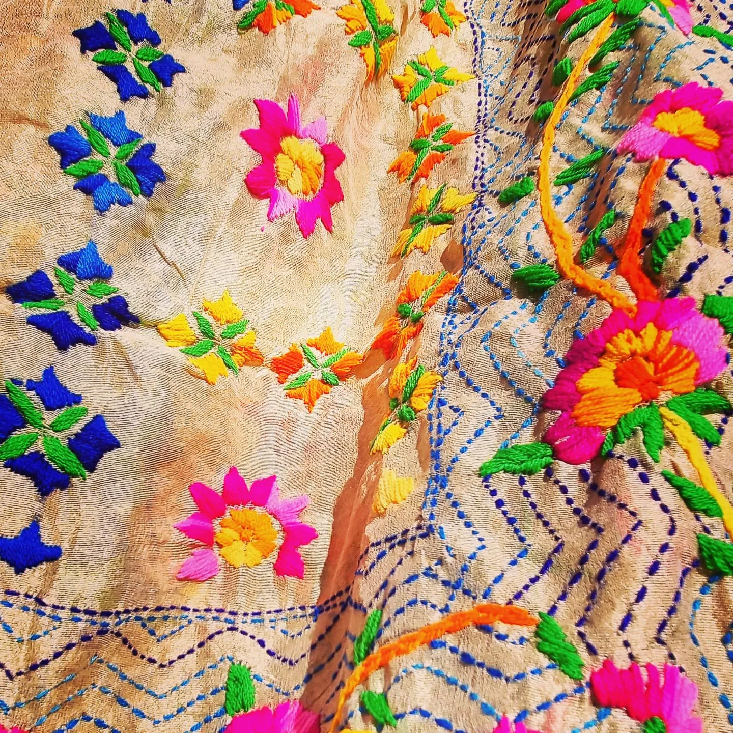 Floral hand embroidered shawl