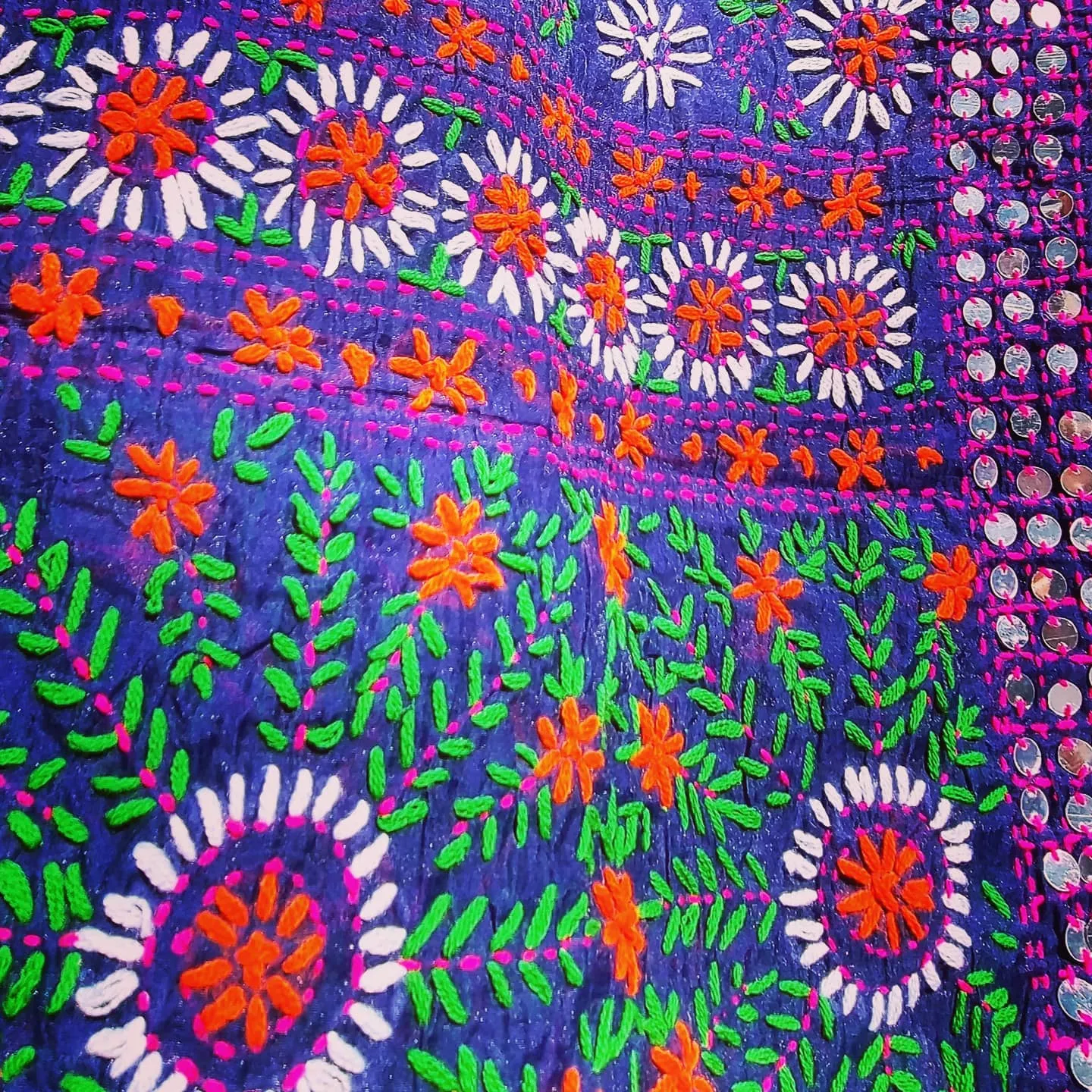 Floral hand embroidered shawl