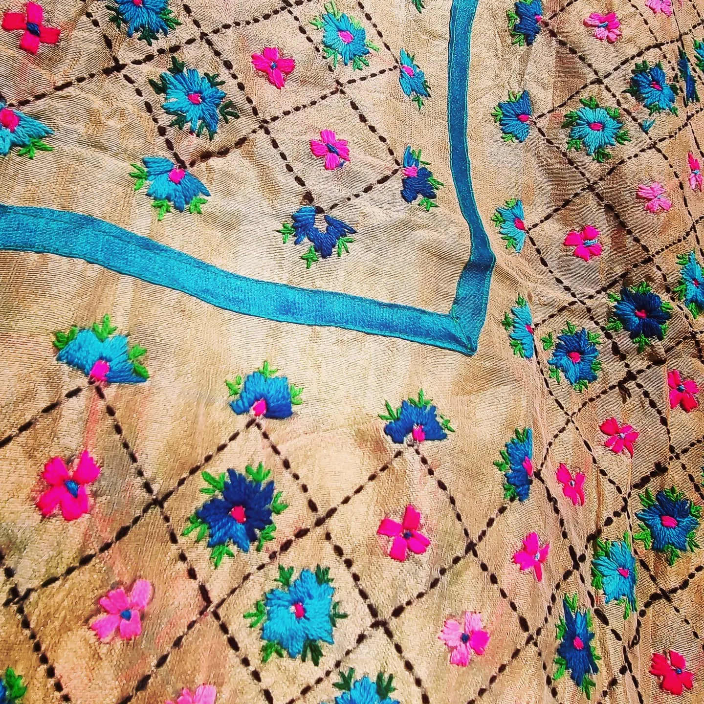 Floral hand embroidered shawl