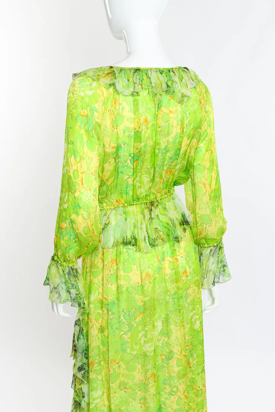 Floral Peasant Silk Dress