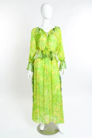 Floral Peasant Silk Dress