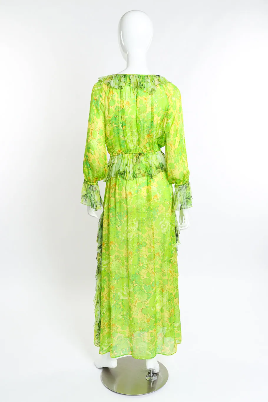 Floral Peasant Silk Dress