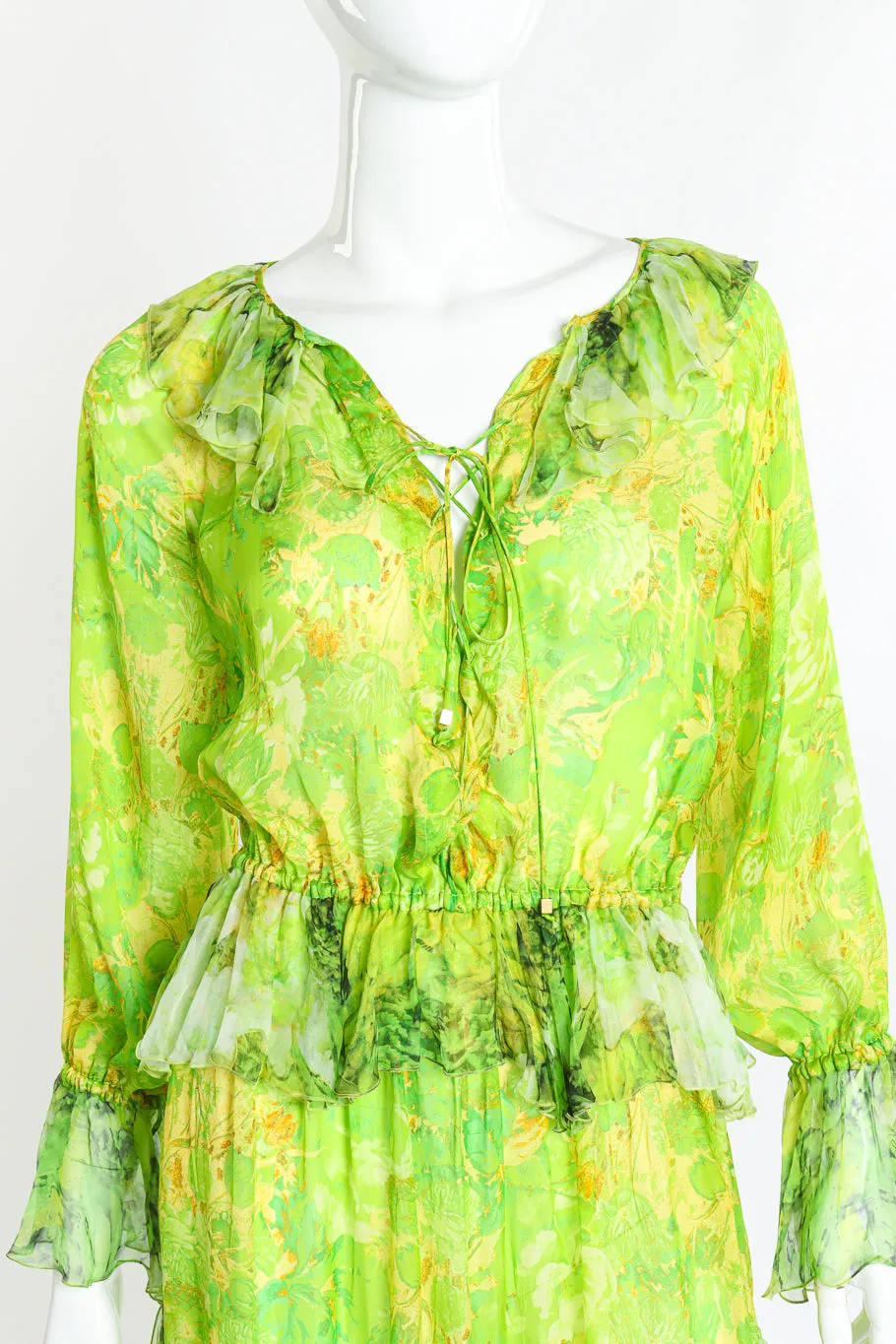 Floral Peasant Silk Dress