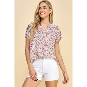 Floral Printed Ruffled Sleeves Top