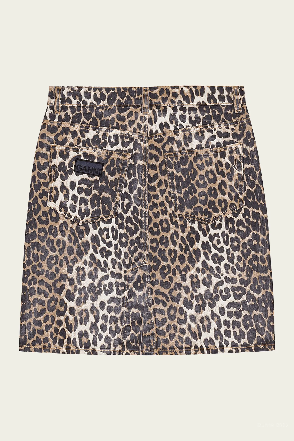 Foil Print Denim Skirt in Leopard