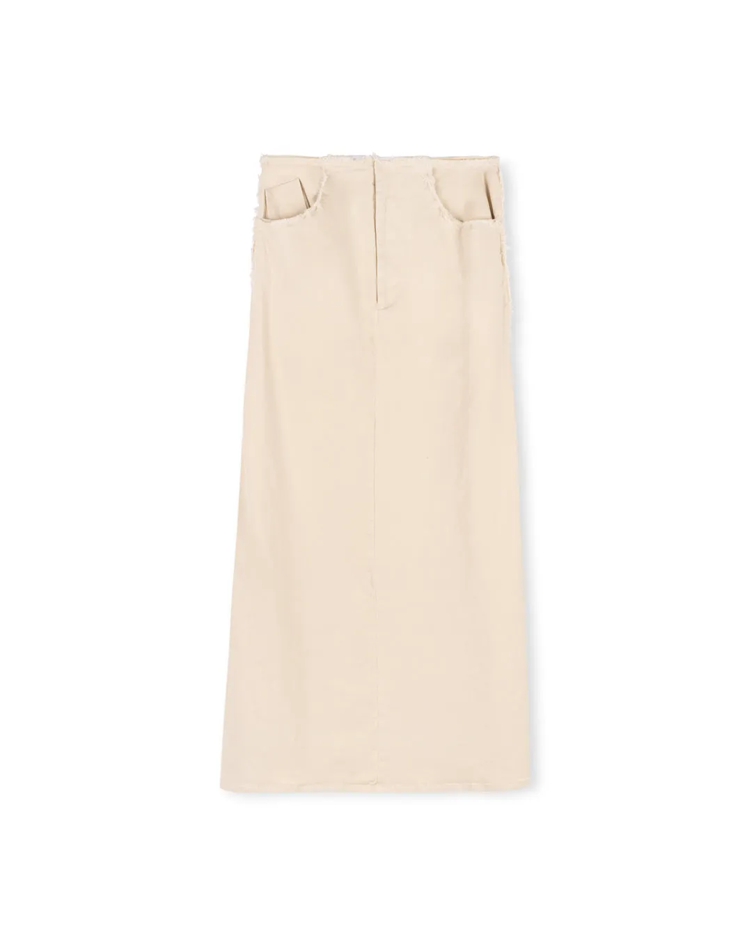 Frayed Seamed Maxi Skirt