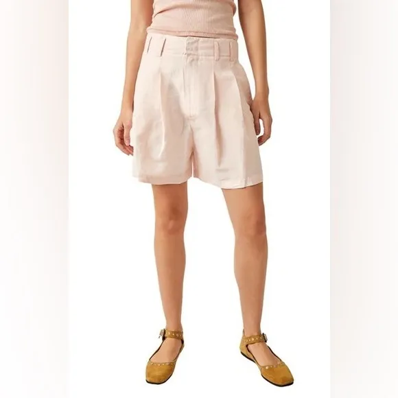 FREE PEOPLECalla Pleated Linen Blend Trouser Shorts